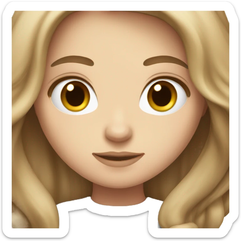 White girl with long brown hair sticker
