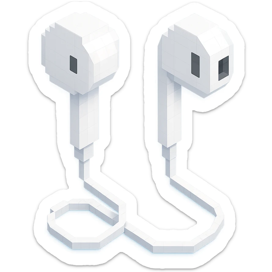 white EarPods headphones with a matte finish sticker