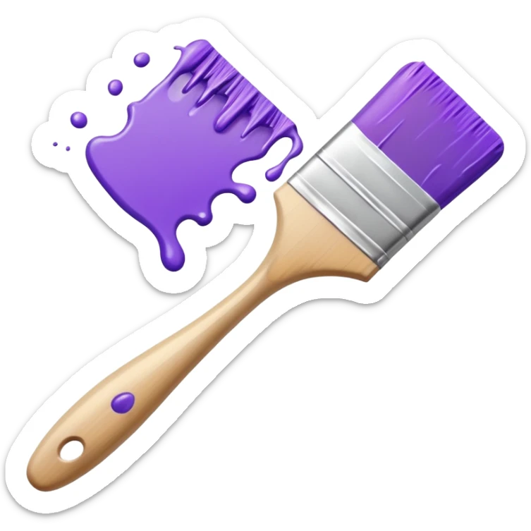 Paint brush with purple paint in the end of the brush  sticker