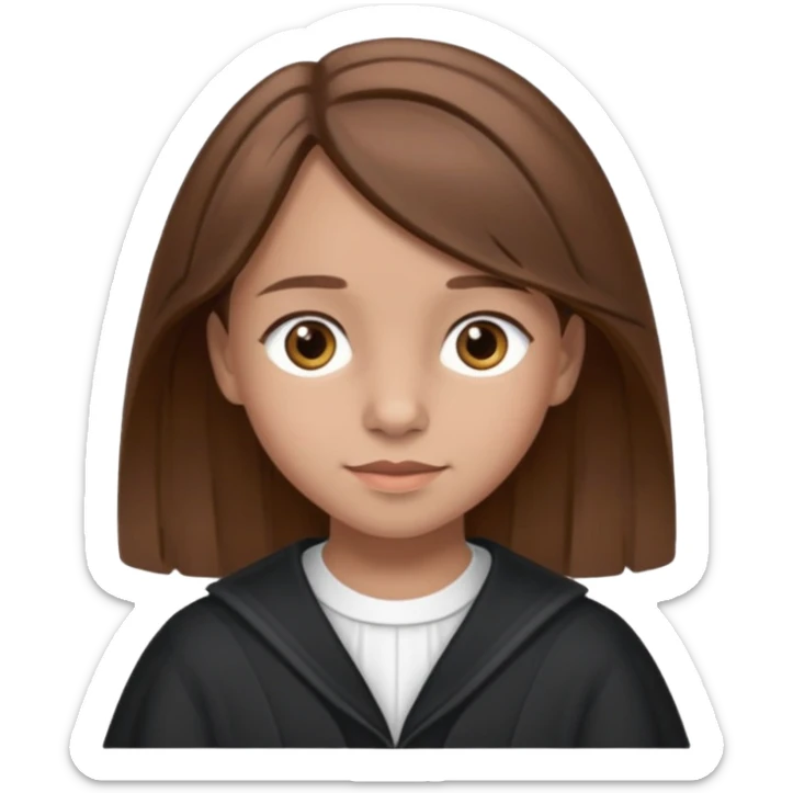 Une fille qui s’appelle Angèle aux cheveux marrons de neuf ans, qui adore les Capi, barra et aux yeux gris sticker