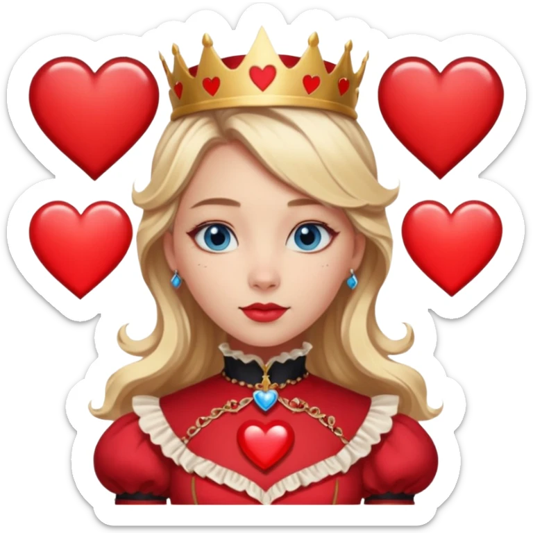 Freya Skye lose my head junior Eurovision 2022 red queen of hearts style blonde half up half down hair, blue eyes sticker