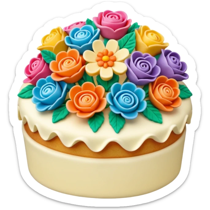 cake in the shape of a bouquet of flowers sticker