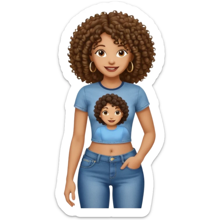A black woman with curly hair with a penis print showing in jeans sticker