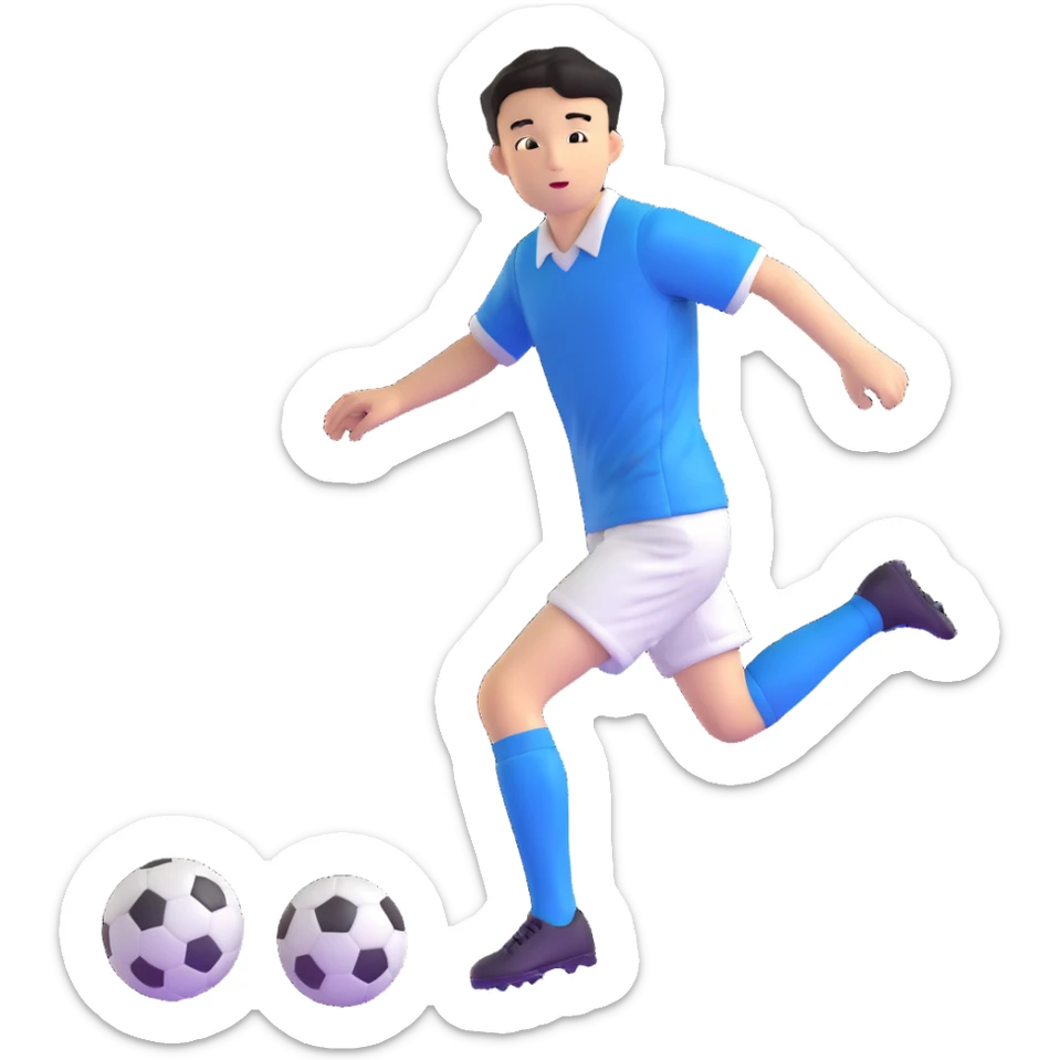 Japanese male high school student playing soccer in sports uniform sticker