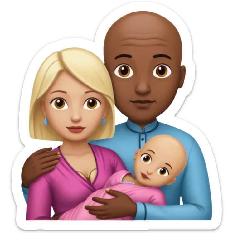 Naked bald Indian man with a beard holding vagina of naked blonde woman sticker