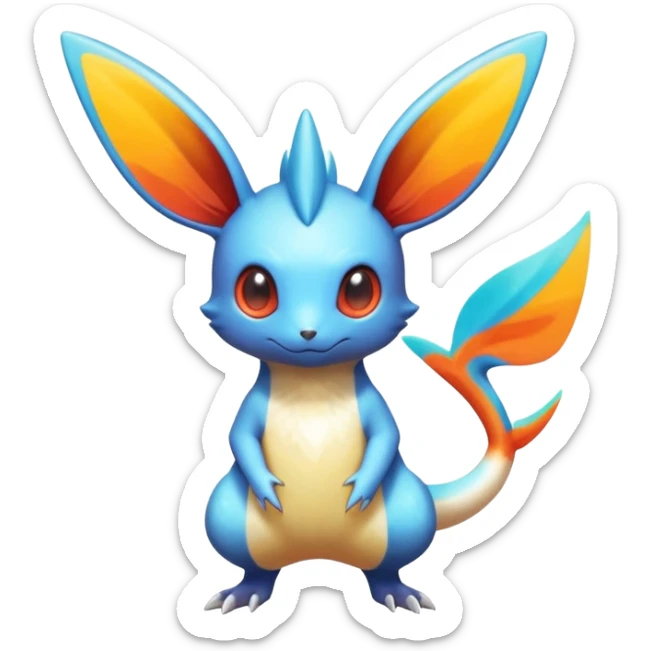 Colorful Shiny Exotic Victini-Salandit-Minccino-Emolga-Fakémon-hybrid-creature (full body)  sticker