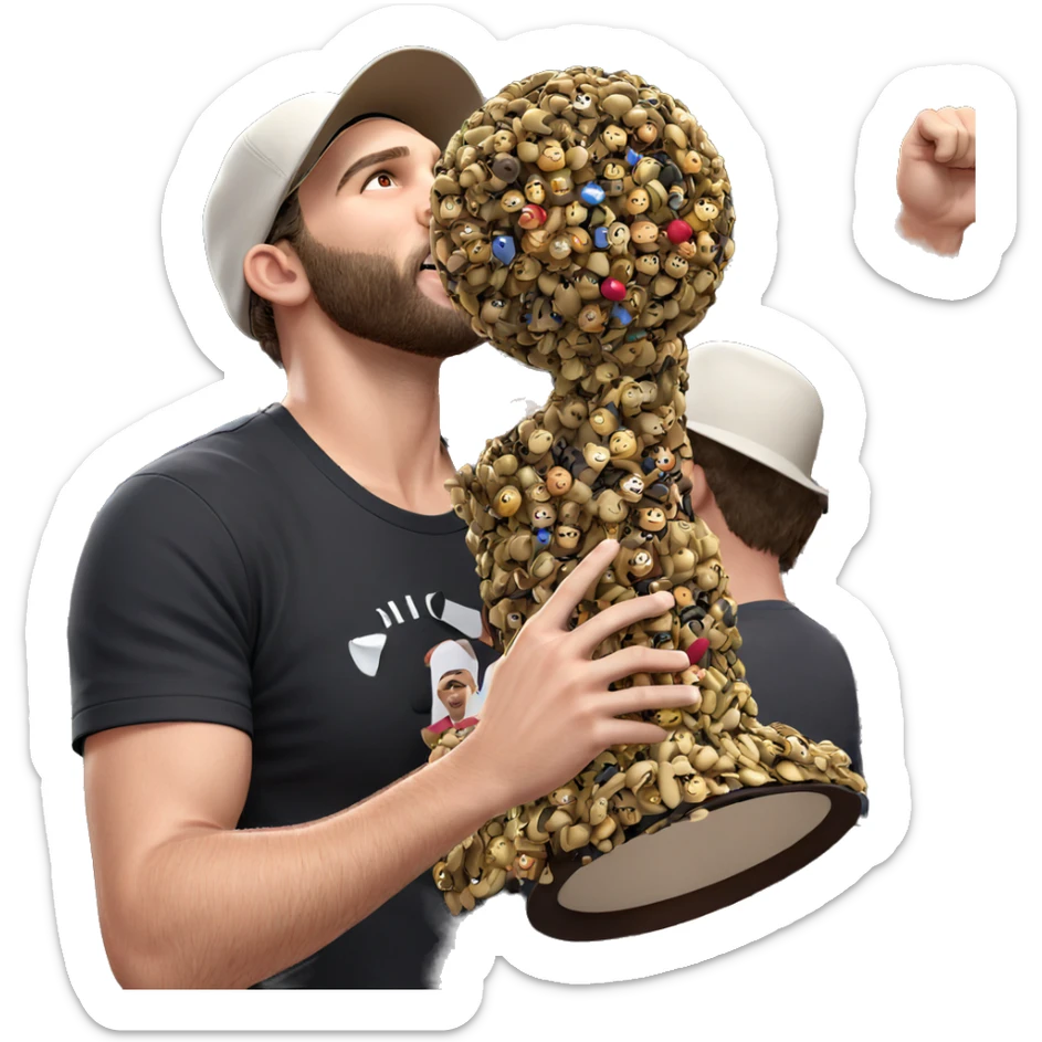 male with hat in crowd sticker