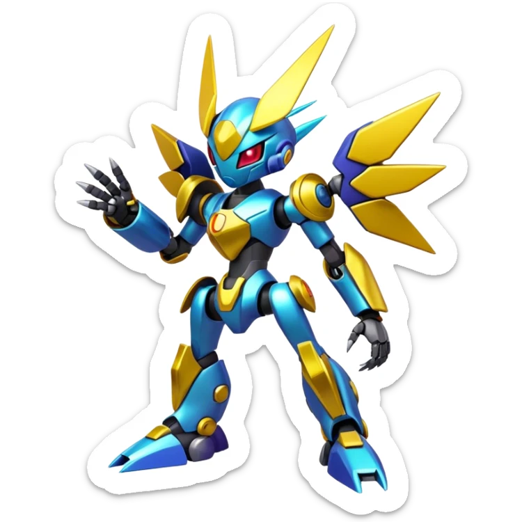 Shiny Futuristic Cool Edgy Cute Fakemon-Pokemon-Digimon-Spectrobes-Medabot-fusion, full body sticker