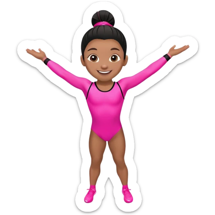 "A gymnast in neon pink and black outfit with a smile and a look of surprise." sticker