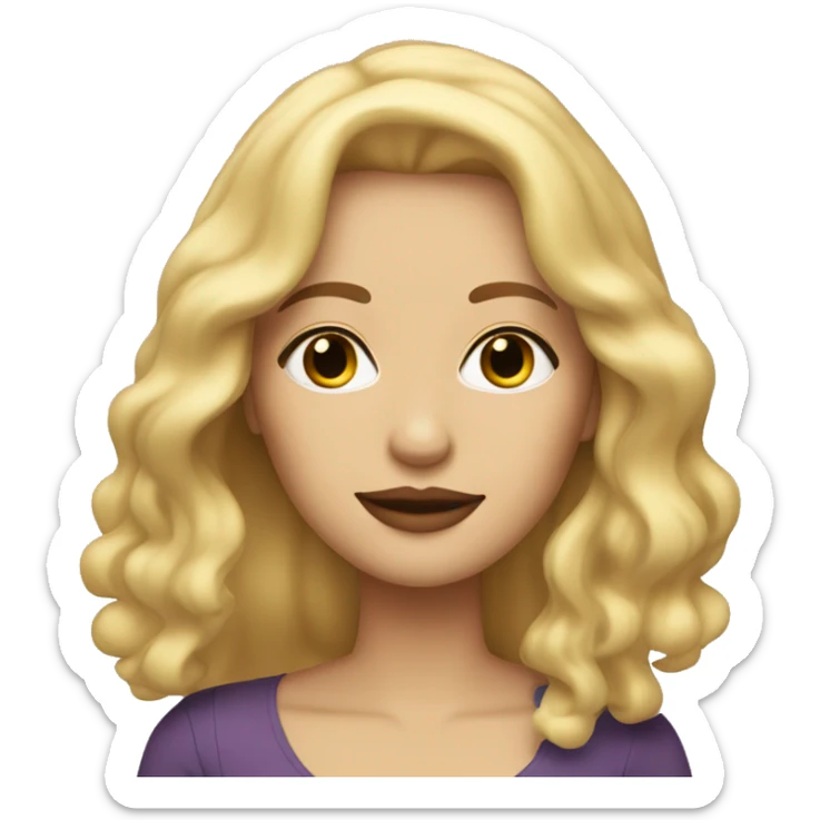 Generate an emoji of a blonde woman with straight, wavy hair and light lips sticker