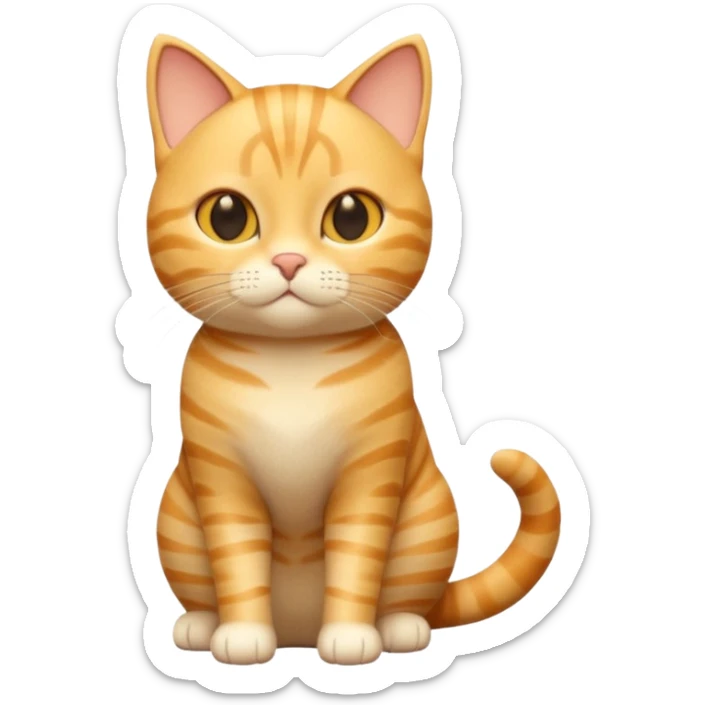 A 3D cartoon golden tabby American Shorthair cat with soft striped fur, warm golden tone, soft shadows, Memoji-style realism. full body or half body. sticker