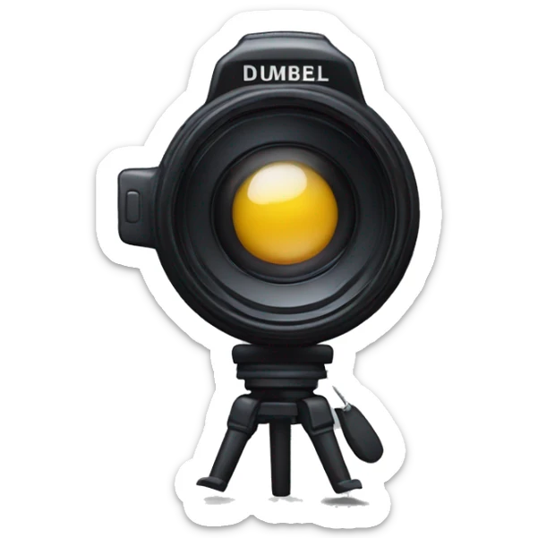 the lens of a camera as a weight of a dumbel sticker