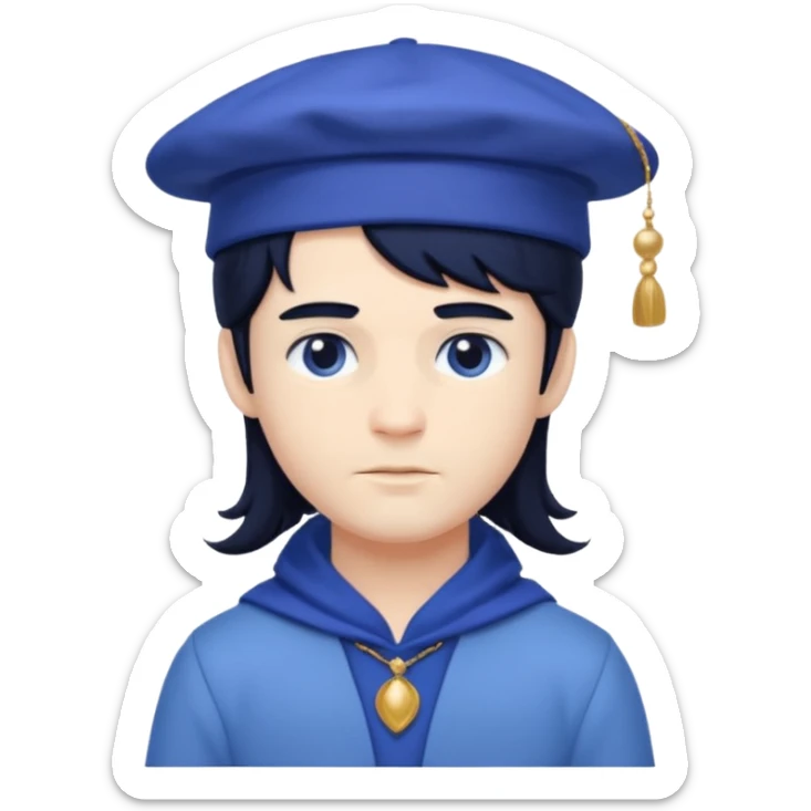 pale blueberry prince with long black hair blueberry hat and clothes sticker