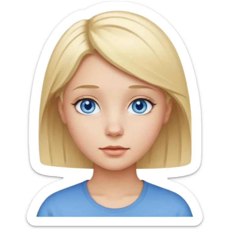 A girl with blue eyes and blond short hair and white skin  sticker