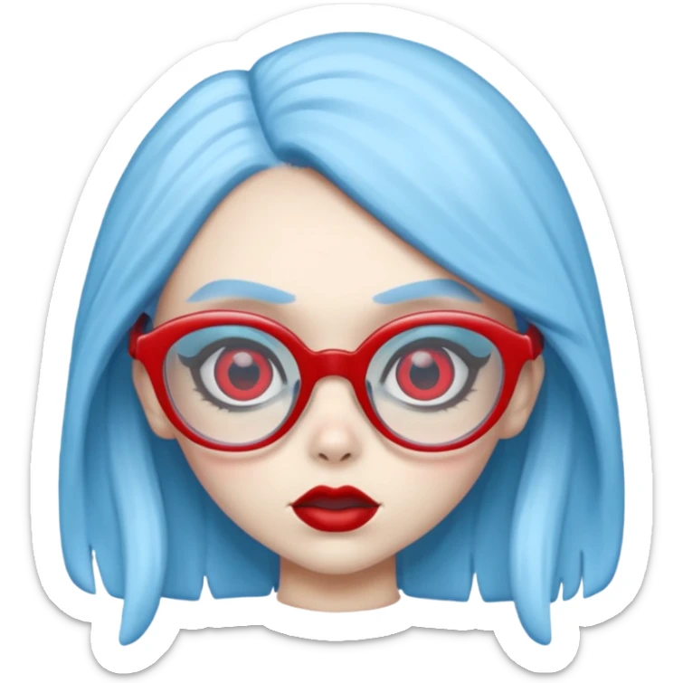 Ghoulia yelps monster high, pale white-blue skin, red glasses sticker