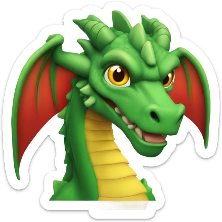 the head of a graoully dragon, green body and red back and green / yellow wings sticker