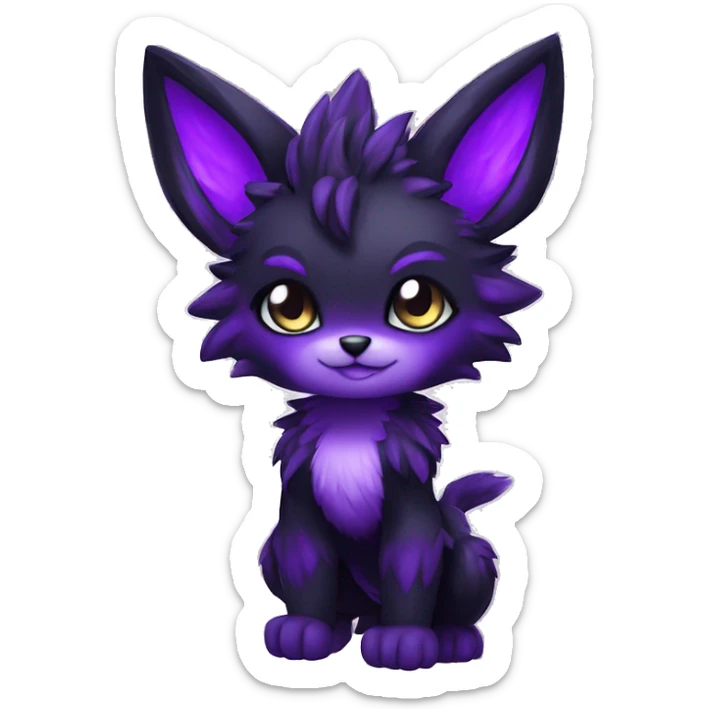 Anthro-Edgy-Cool-Black-Purple-Contrast-Colors-Fantasy-Fur-Sona-Chibi-Shiny-Fakémon-Hybrid full body sticker