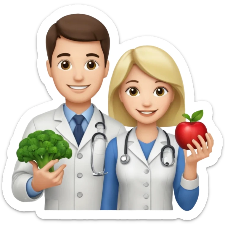 Crie para mim um emoji de Nutricionista casal homem e mulher sticker
