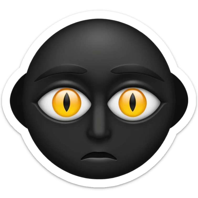 Minimal emoji, single eye made of black metal, pupil replaced by a solid metal number 8, restrained gothic symbolism, avant-garde minimalism, no glow, no neon, flat emoji style, centered, transparent background sticker