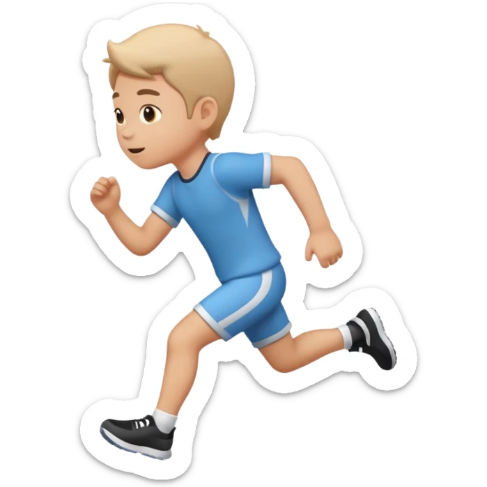 running boy emoji, side view,
cute emoji style, mobile game emoji,
soft 3D look, white outline sticker style,
no background sticker