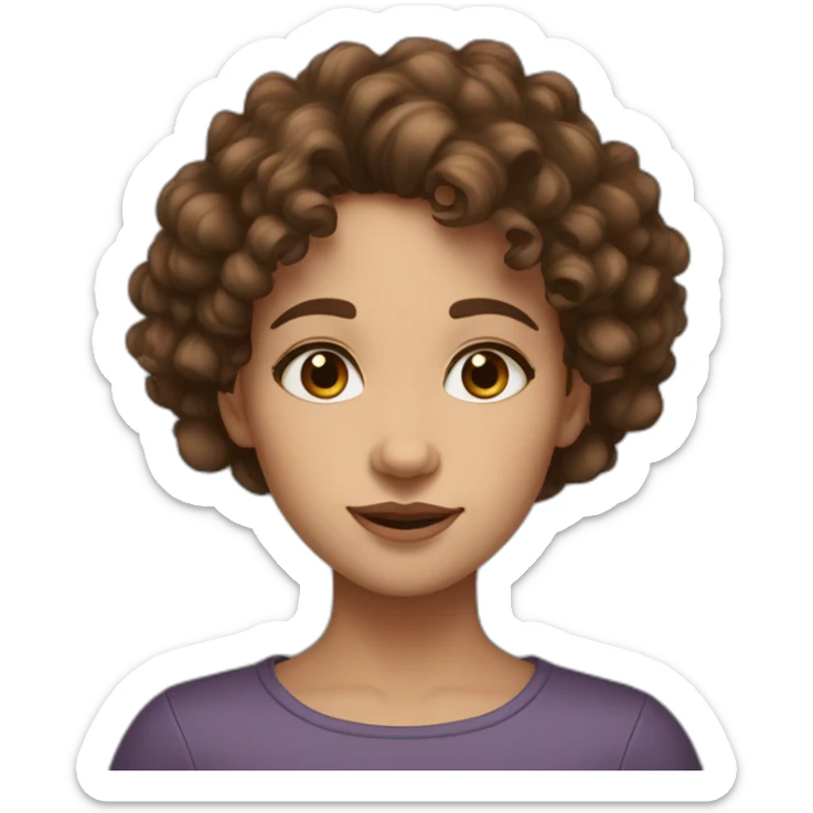 portrait of midle easten curly girl with medium brown hair and brown eyes sticker