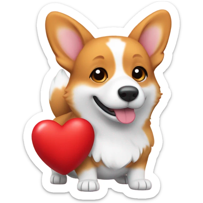 Corgi hugging heart sticker