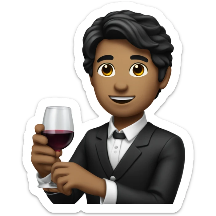 "A waiter carrying a wine glass." black hair white skin






 sticker
