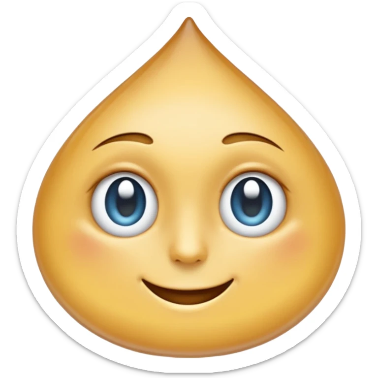 One eye on the left droplet; the right eye is absent but subtly hinted (indentation, ripple, or reflection). Clean emoji style, soft lighting, simple shapes, white/transparent background, high-resolution, friendly. sticker