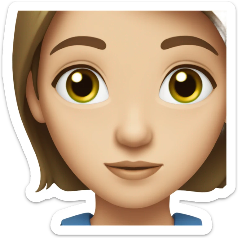 beautiful girl with brown hair green eyes wearing blue sticker