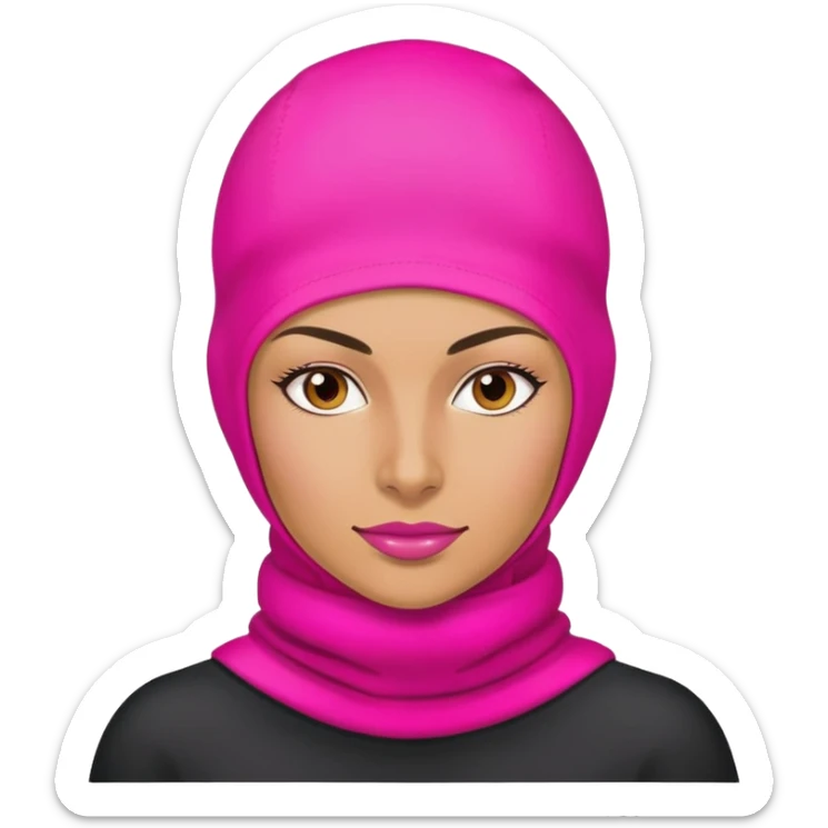 confident woman hustler wearing a bright pink balaclava, business entrepreneur, ambitious sticker