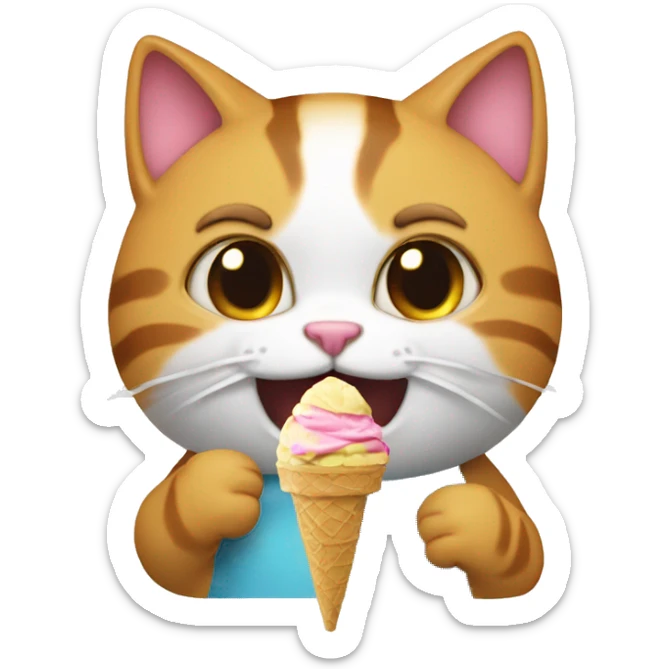cat eating ice cream sticker