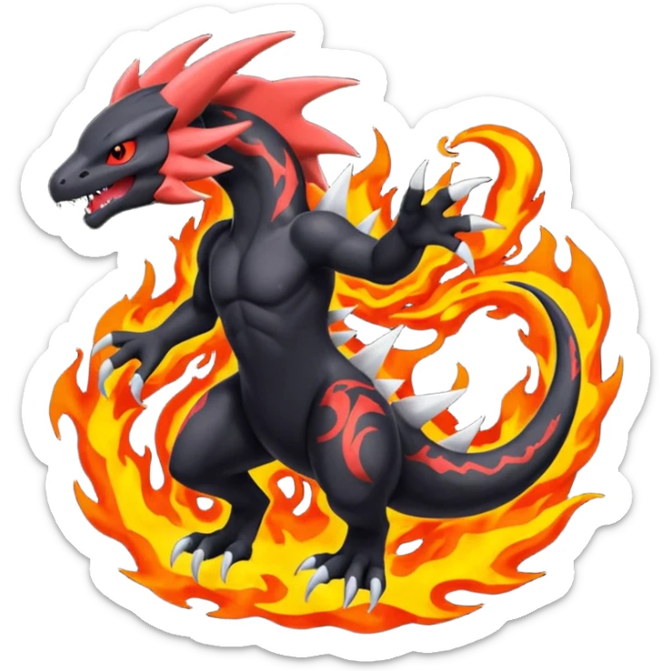 Splash-patterned emotional sparky sparky boom boom painful Darkrai-Guilmon-Salandit-Yveltal-Pokémon-Fakémon-fusion-hybrid-creature sticker