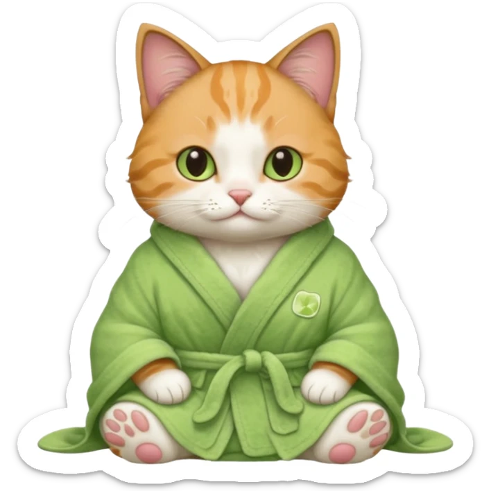 I want a CAT whit a macha on her paw and i want her to ne wearing a bath rope sticker