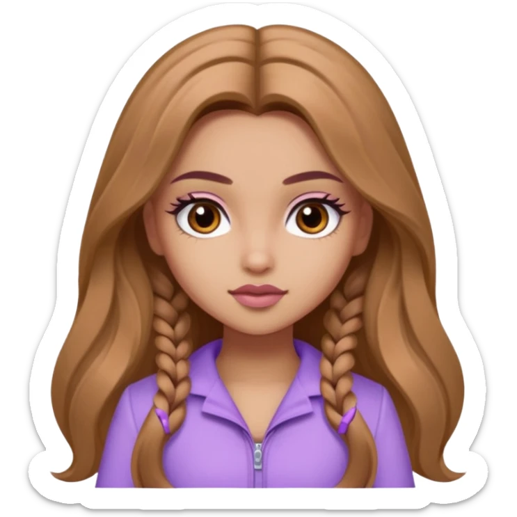 Bratz Yasmin light brown long hair brown eyes, Lilac outfit sticker