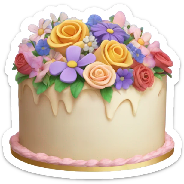Cake with flowers on it sticker