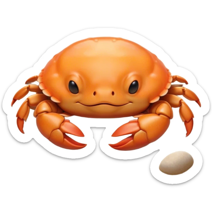 Meme-Worthy Cute Sleeping Baby Crab Portrait Emoji, Head and body resting peacefully with a contented smile, showcasing a petite, delicately armored form and eyes gently closed in serene slumber, Simplified yet adorably endearing features, highly detailed, glowing with a soft, drowsy coastal light, high shine, relaxed and utterly lovable, stylized with an air of playful laziness, soft glowing outline, capturing the essence of a sleeping baby crab that feels destined to become the next viral icon of adorable rest! sticker
