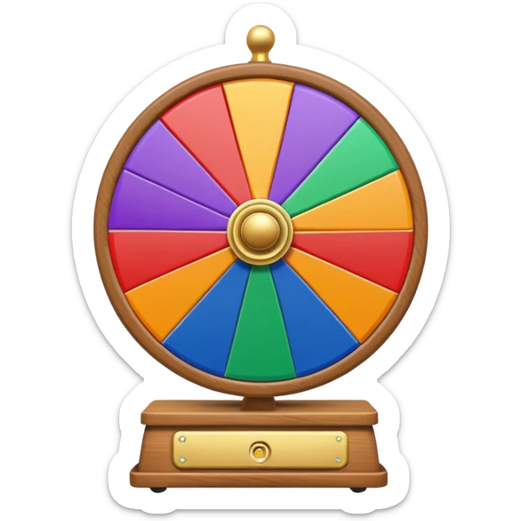 can you make me a prize wheel with the colors red, yellow, green, blue, orange, purple sticker