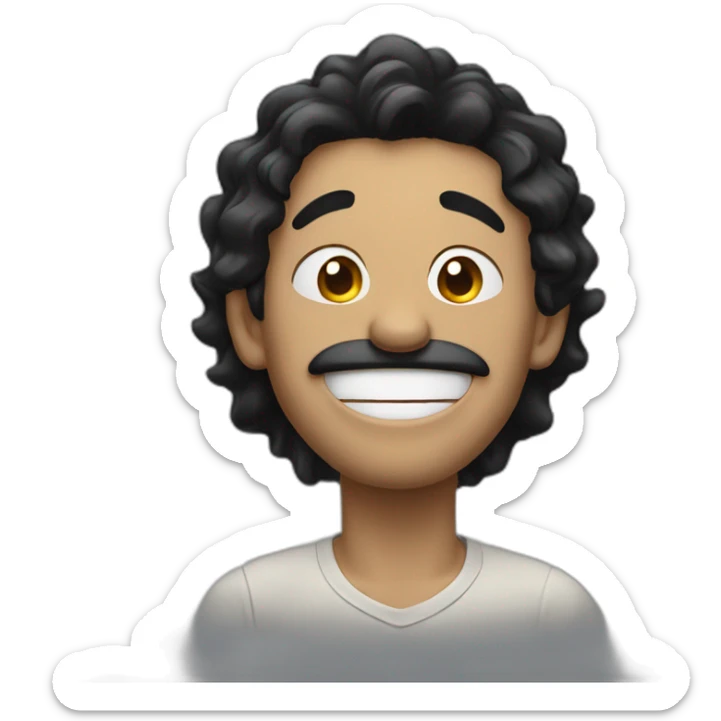 white man with black hair laughing with tears bursting of his eyes sticker