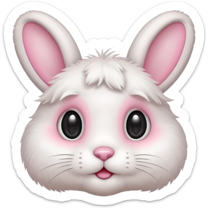 Cute emoji-style bunny with big round eyes, soft pastel colors, fluffy fur, small pink nose, simple clean design, centered, transparent background, 1:1 ratio. sticker