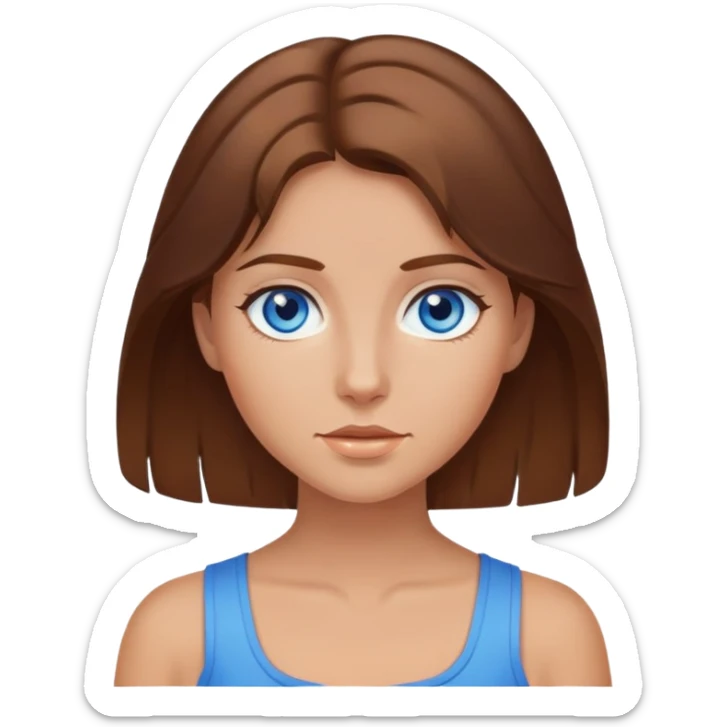 Girl with brown hair and blue eyes with tanned but white skin  sticker