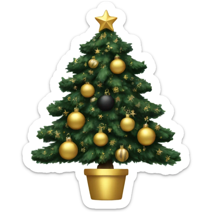Christmas tree with black and gold ornaments sticker