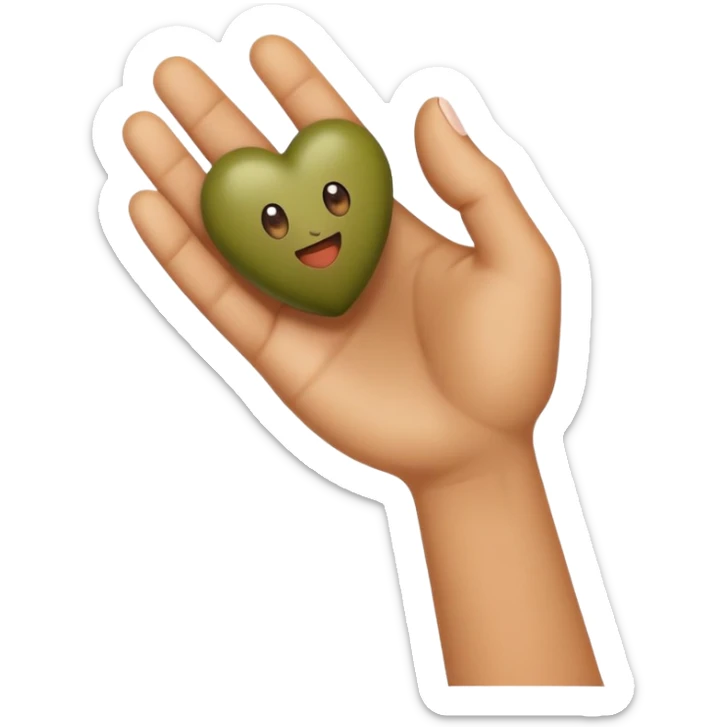 The olive heart faded in the palm of his hand sticker
