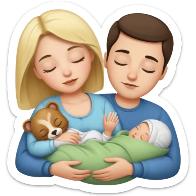 Femme Marie, homme Joseph, et le petit bébé Jesus, et les animaux font tous dodo sticker