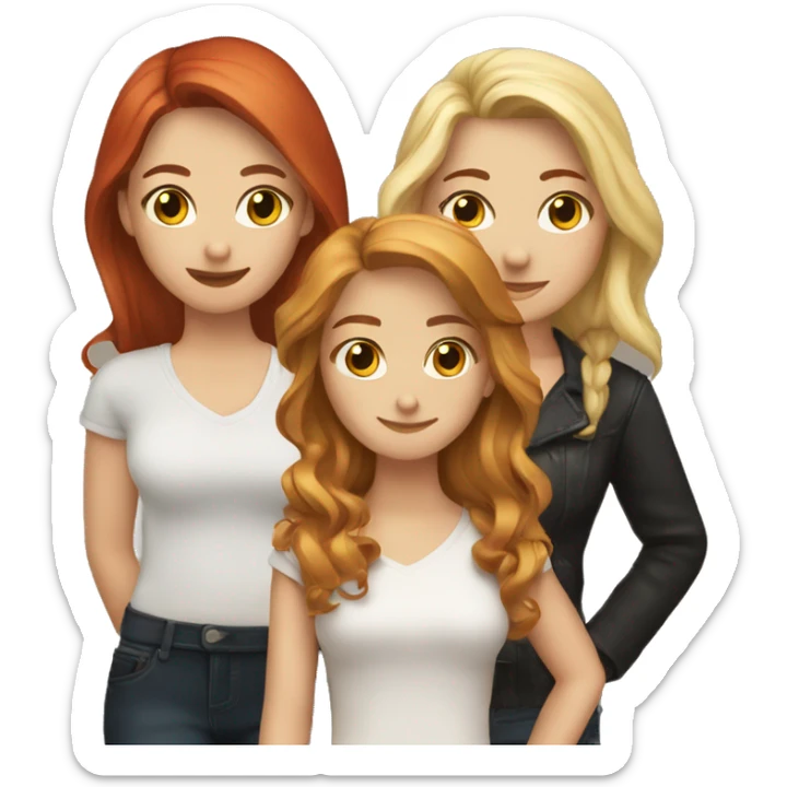 3 best friends, one is blonde, another one is brunette and the last one is a redhead sticker