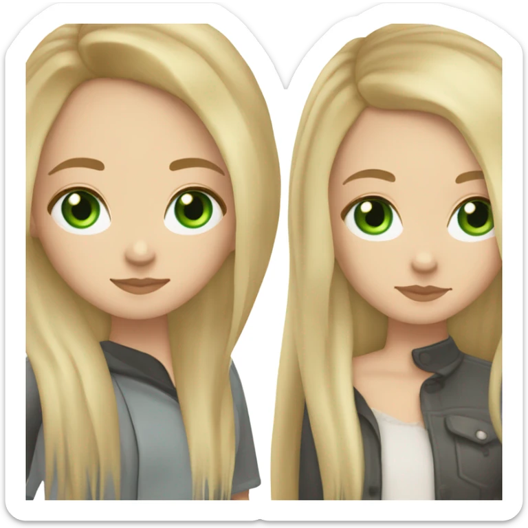 White girl with Long straight blonde hair, green eyes, tattoos sticker