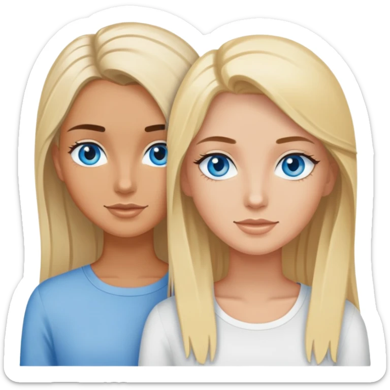 2 lightly tanned best friends, one blonde with blue eyes, and the other brunette with greyish blue eyes sticker