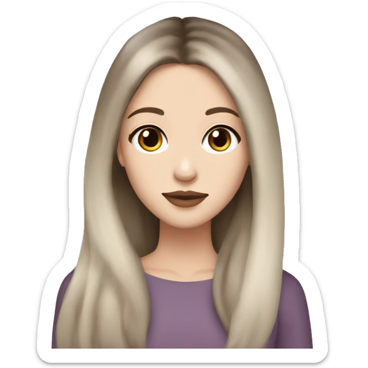 Beautiful young woman,Black and brown hair,long hair,White skin,oval face,big eyes,Blackeyes,Mauve Lips,Chinese  sticker