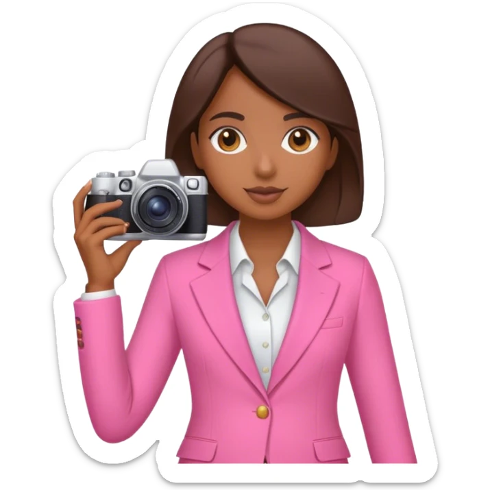 Brune girl pink suit caméra  sticker