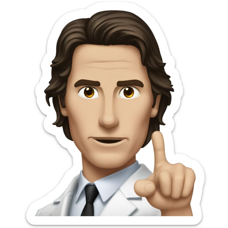 Christian Bale from American Psycho holding his hand in the shape of an L on his forehead. sticker