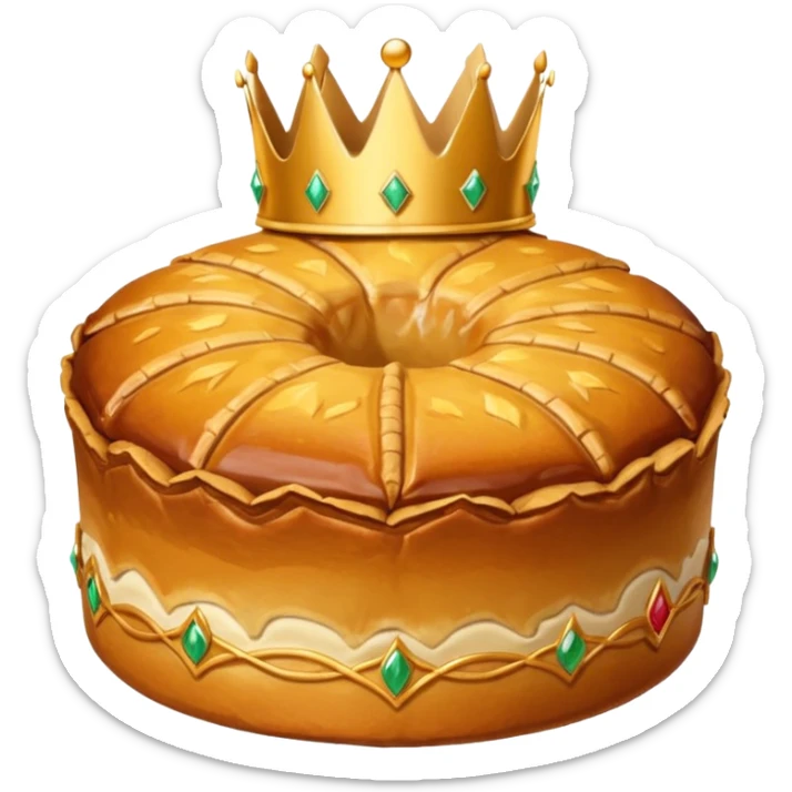 galette des rois avec couronne sur le dessus. Pour un emoji slack. sticker